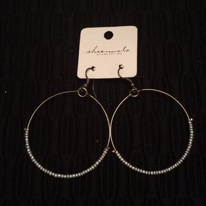 Large Beaded Hoop Earrings NWT